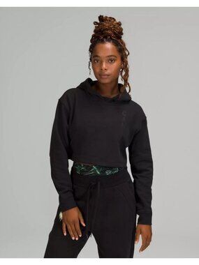 LULULEMON Team Canada All Yours Cropped Hoodie CPC Logo Size 8 Washed Black